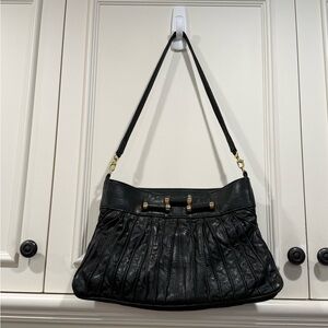 Treesje Black Pleated Shoulder Bag